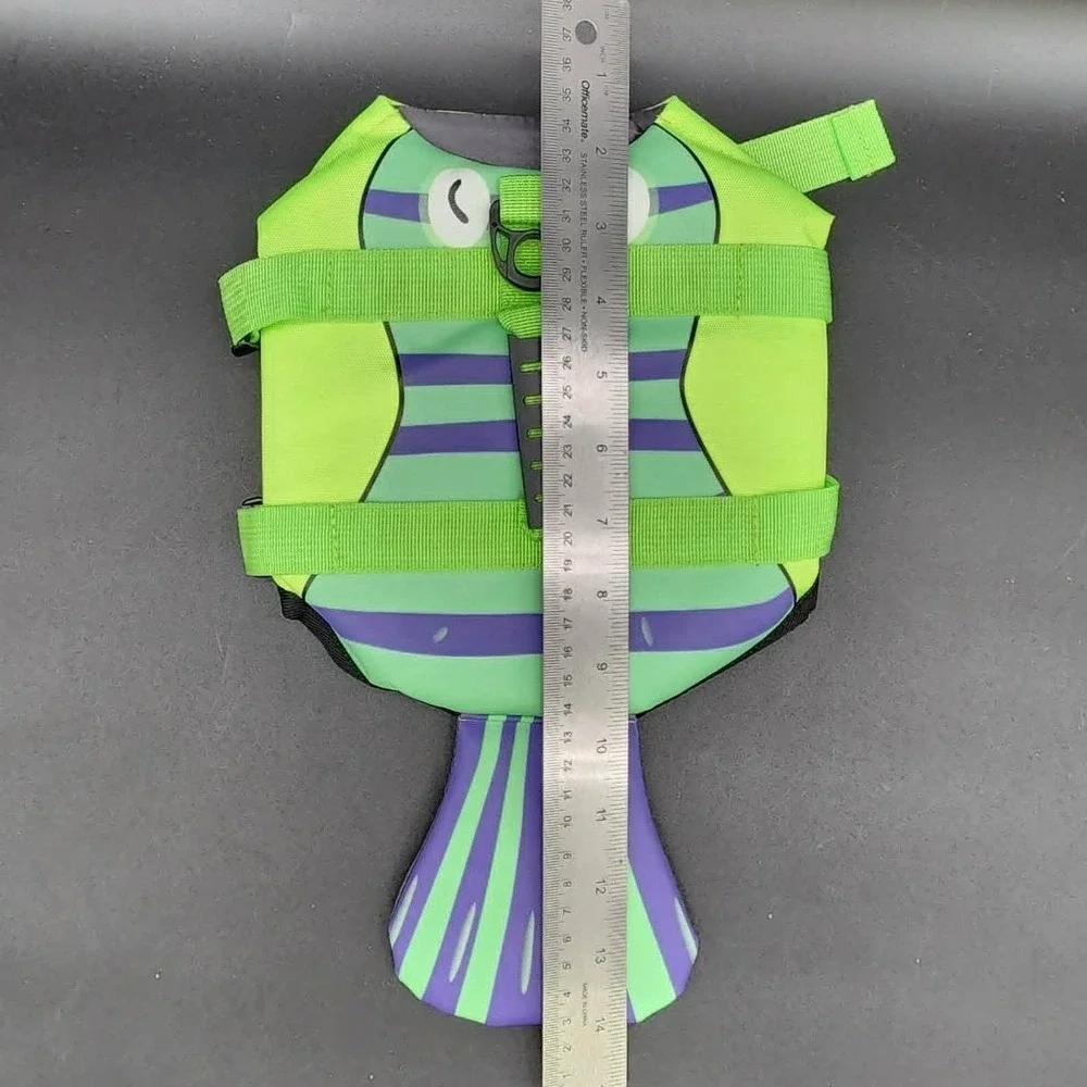 Wdehome Dog Life Jacket Green‎ Purple Fish Tail Pet Safety Vest XS Small Dog